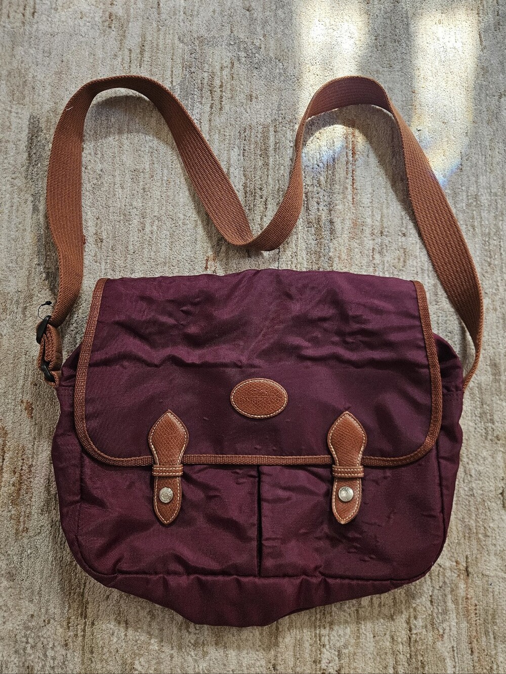 LONGCHAMP Vintage 'Le Pliage' Burgandy Nylon Messenger Bag ✨️